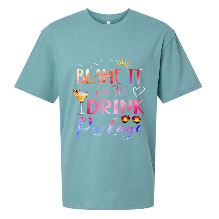 Girl Cruise Blame It On The Drink Package Drinking Booze Sueded Cloud Jersey T-Shirt