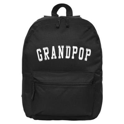 Grandpop Classic Bold Font FatherS Day Grandpop Raglan Baseball 16 in Basic Backpack