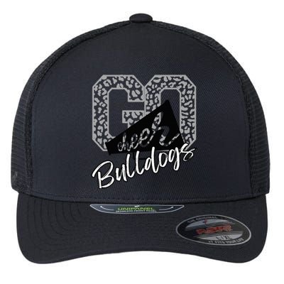 Go Cheer Bulldogs School Sports Fan Spirits Mascot Leopard Flexfit Unipanel Trucker Cap