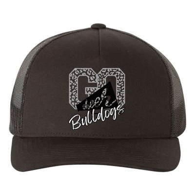 Go Cheer Bulldogs School Sports Fan Spirits Mascot Leopard Yupoong Adult 5-Panel Trucker Hat