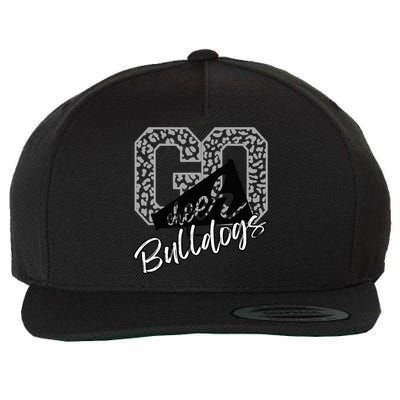 Go Cheer Bulldogs School Sports Fan Spirits Mascot Leopard Wool Snapback Cap