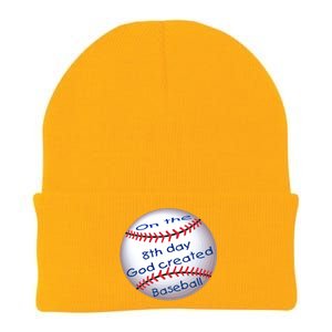 God Created Baseball On The 8th Day Funny Gift Knit Cap Winter Beanie