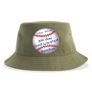 God Created Baseball On The 8th Day Funny Gift Sustainable Bucket Hat