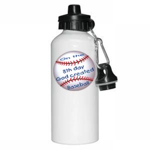 God Created Baseball On The 8th Day Funny Gift Aluminum Water Bottle