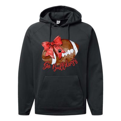 Go Cheer Bulldogs Sports Name Gifts Women Coquette Bow Performance Fleece Hoodie