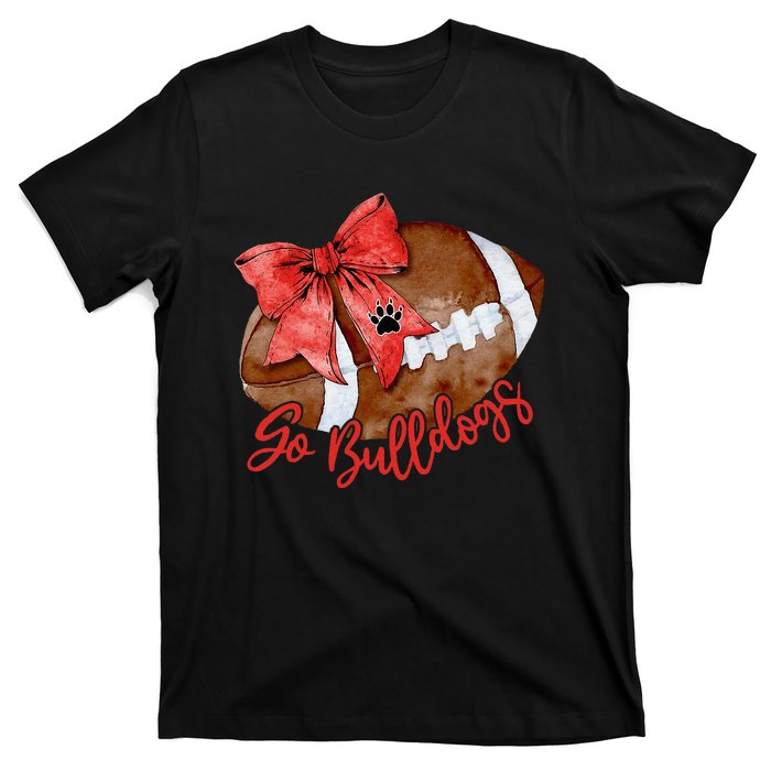 Go Cheer Bulldogs Sports Name Gifts Women Coquette Bow T-Shirt