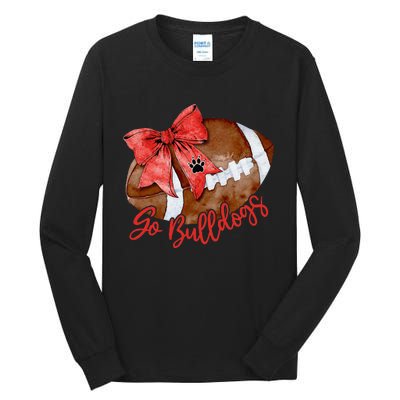 Go Cheer Bulldogs Sports Name Gifts Women Coquette Bow Tall Long Sleeve T-Shirt