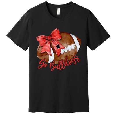 Go Cheer Bulldogs Sports Name Gifts Women Coquette Bow Premium T-Shirt