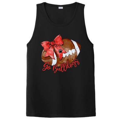 Go Cheer Bulldogs Sports Name Gifts Women Coquette Bow PosiCharge Competitor Tank