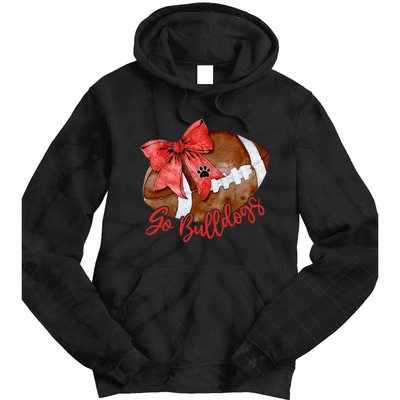 Go Cheer Bulldogs Sports Name Gifts Women Coquette Bow Tie Dye Hoodie