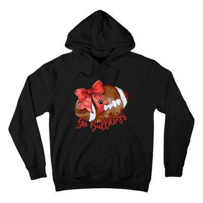 Go Cheer Bulldogs Sports Name Gifts Women Coquette Bow Tall Hoodie