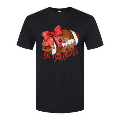 Go Cheer Bulldogs Sports Name Gifts Women Coquette Bow Softstyle CVC T-Shirt