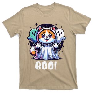 Ghost Cat Boo Funny Cute Cat Boo Kitty Halloween T-Shirt