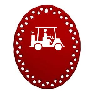 Golf Cart Beer Ceramic Oval Ornament