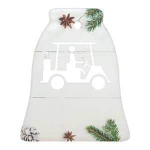 Golf Cart Beer Ceramic Bell Ornament