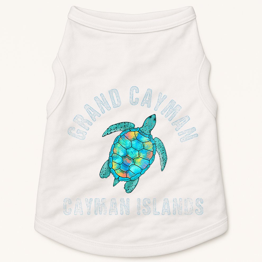 Grand Cayman Beach Design Sea Turtle Illustration Gift Doggie Tank