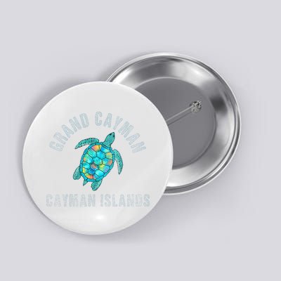 Grand Cayman Beach Design Sea Turtle Illustration Gift Button