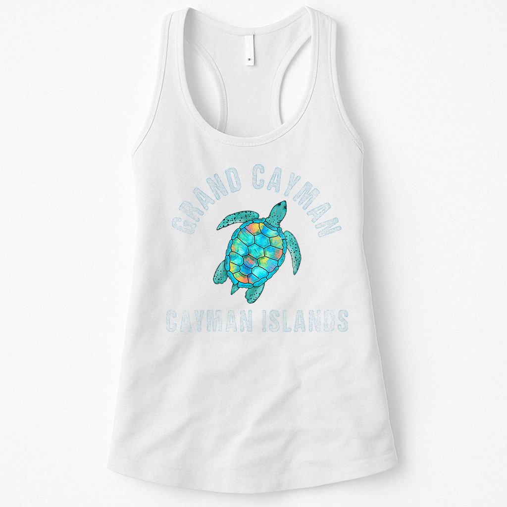 Grand Cayman Beach Design Sea Turtle Illustration Gift Womens Tank Top