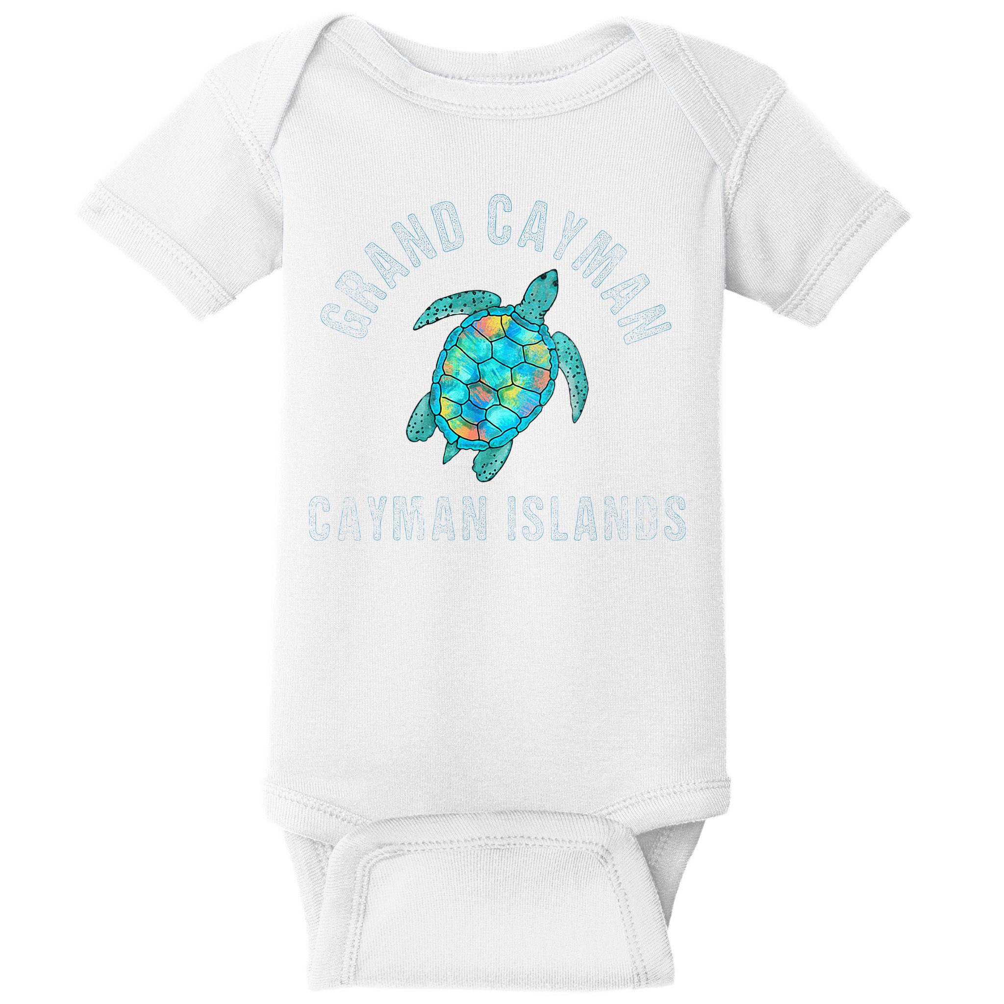 Grand Cayman Beach Design Sea Turtle Illustration Gift Baby Bodysuit