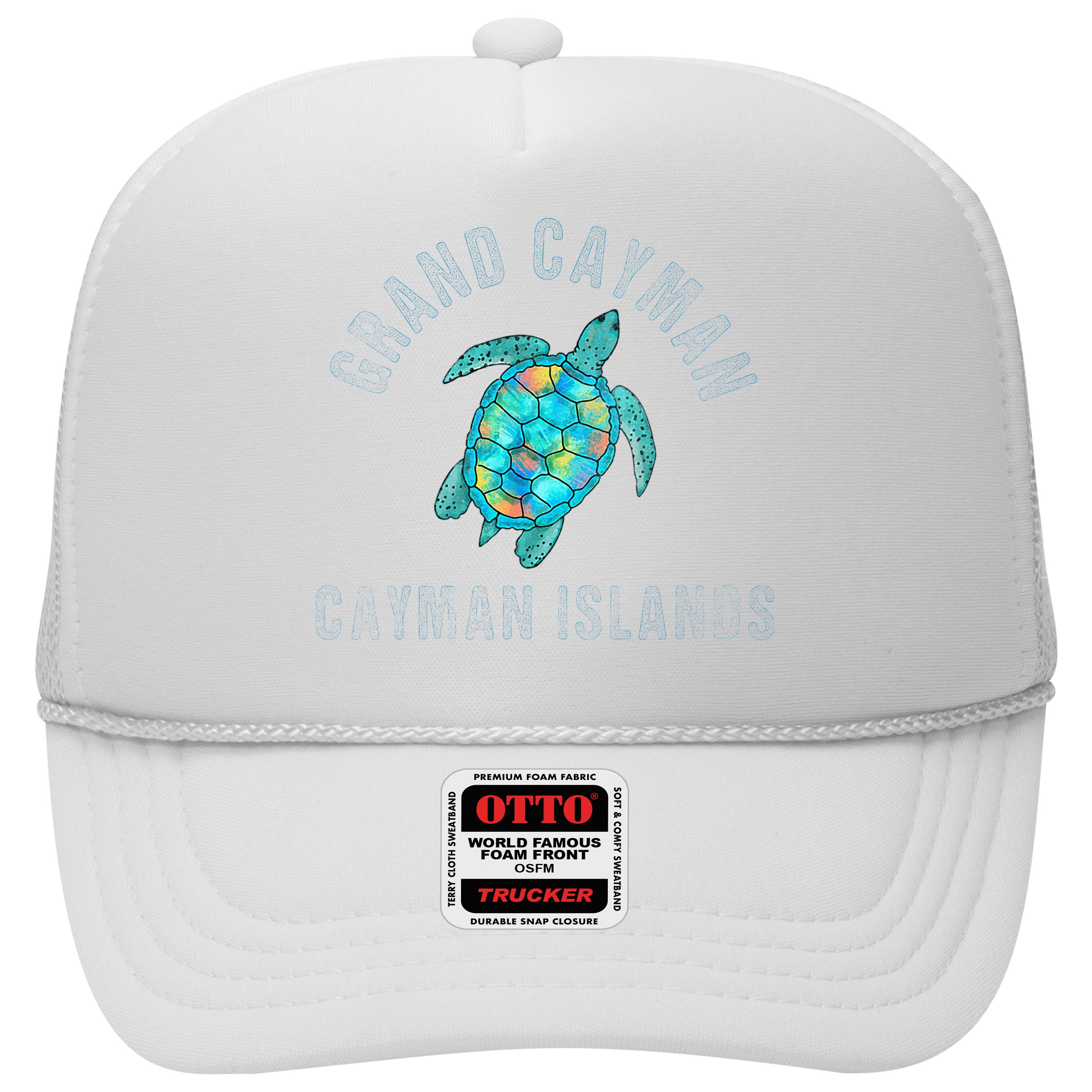 Grand Cayman Beach Design Sea Turtle Illustration Gift Hat