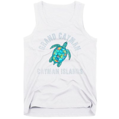 Grand Cayman Beach Design Sea Turtle Illustration Gift Tank Top