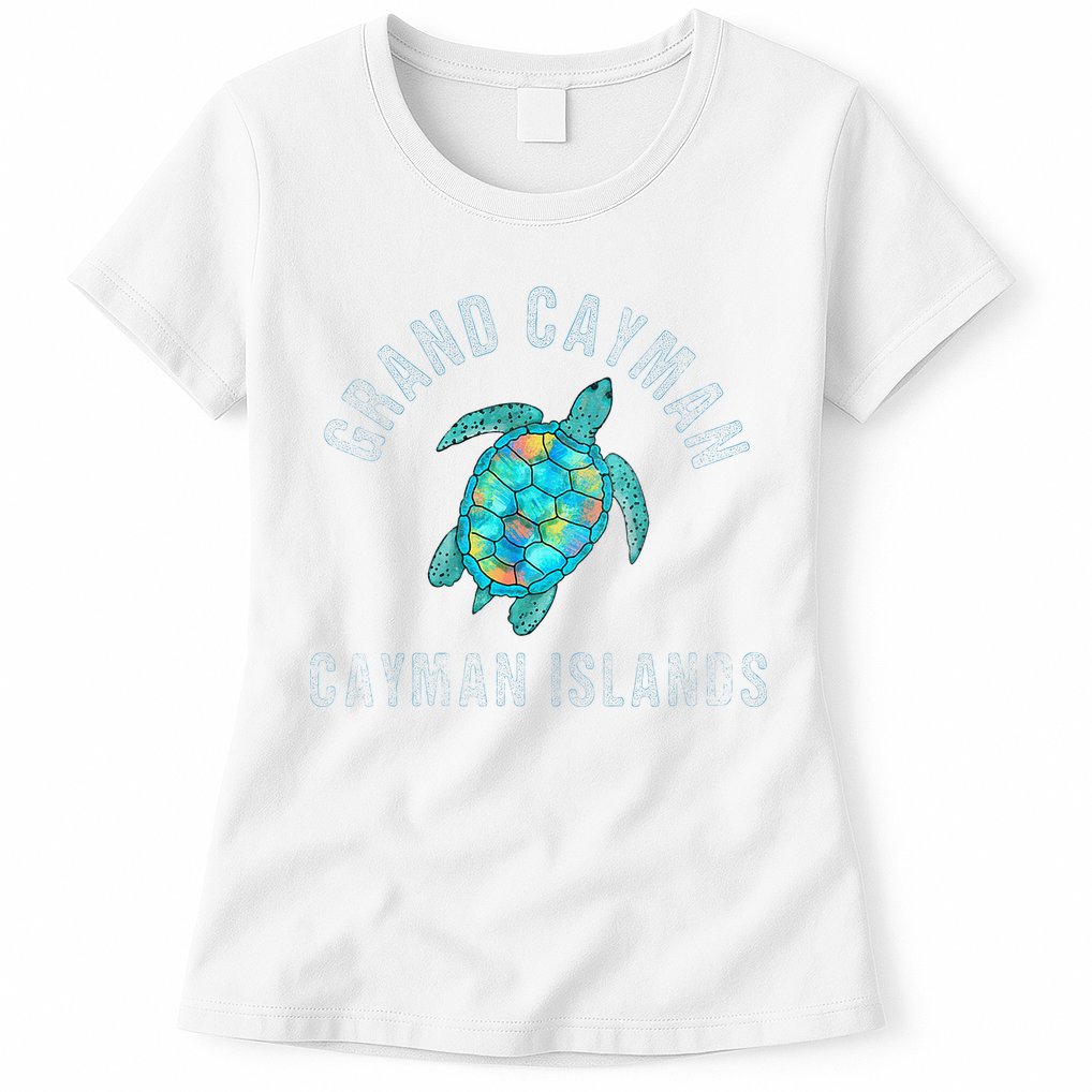 Grand Cayman Beach Design Sea Turtle Illustration Gift Womens T-Shirt