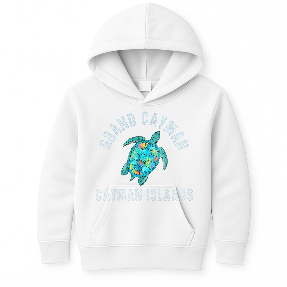 Grand Cayman Beach Design Sea Turtle Illustration Gift Kids Hoodie