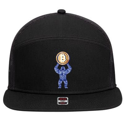 Gorilla Cryptocurrency Bitcoin 7 Panel Mesh Trucker Snapback Hat