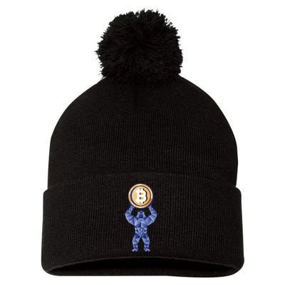 Gorilla Cryptocurrency Bitcoin Pom Pom 12in Knit Beanie