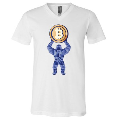 Gorilla Cryptocurrency Bitcoin V-Neck T-Shirt