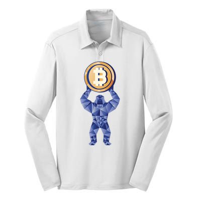 Gorilla Cryptocurrency Bitcoin Silk Touch Performance Long Sleeve Polo