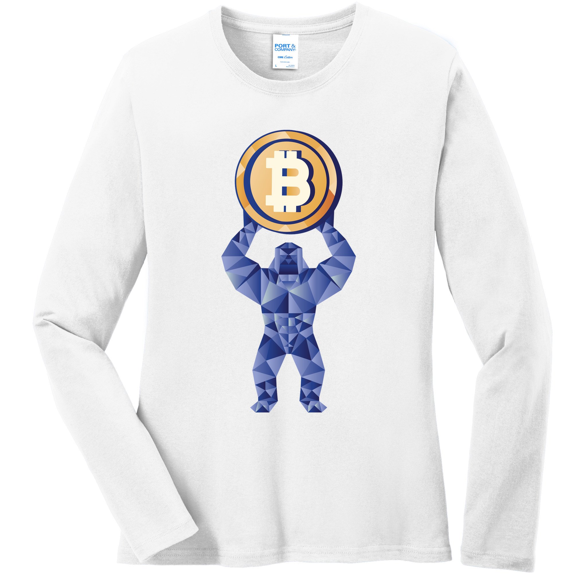 Gorilla Cryptocurrency Bitcoin Ladies Long Sleeve Shirt