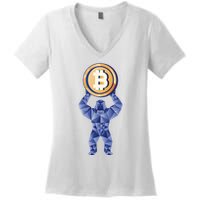 Gorilla Cryptocurrency Bitcoin Women's V-Neck T-Shirt