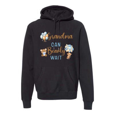 Grandma Can Bearly Wait Gender Neutral Baby Shower Matching Premium Hoodie