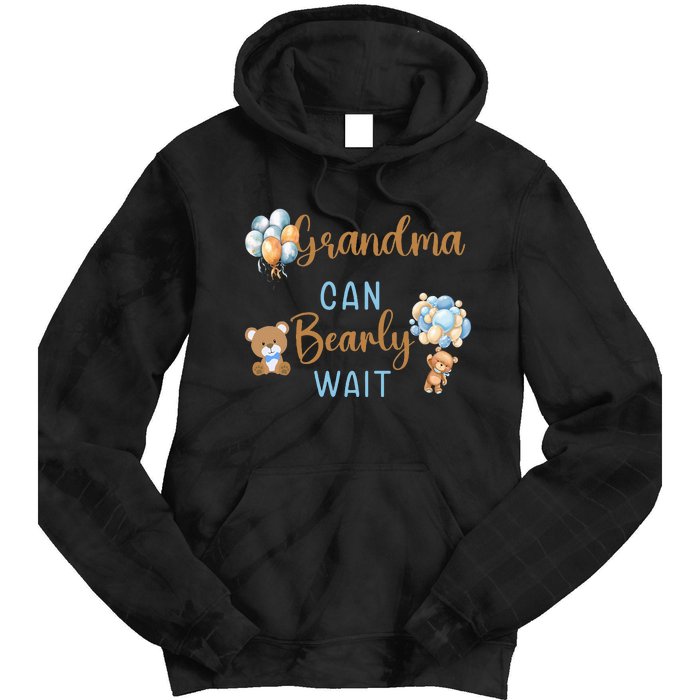 Grandma Can Bearly Wait Gender Neutral Baby Shower Matching Tie Dye Hoodie