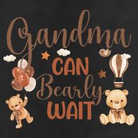 Grandma Can Bearly Wait Bear Gender Neutral Boy Baby Shower 7 Panel Mesh Trucker Snapback Hat