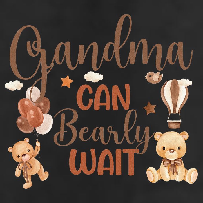 Grandma Can Bearly Wait Bear Gender Neutral Boy Baby Shower 7 Panel Mesh Trucker Snapback Hat