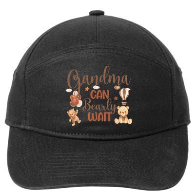 Grandma Can Bearly Wait Bear Gender Neutral Boy Baby Shower 7-Panel Snapback Hat
