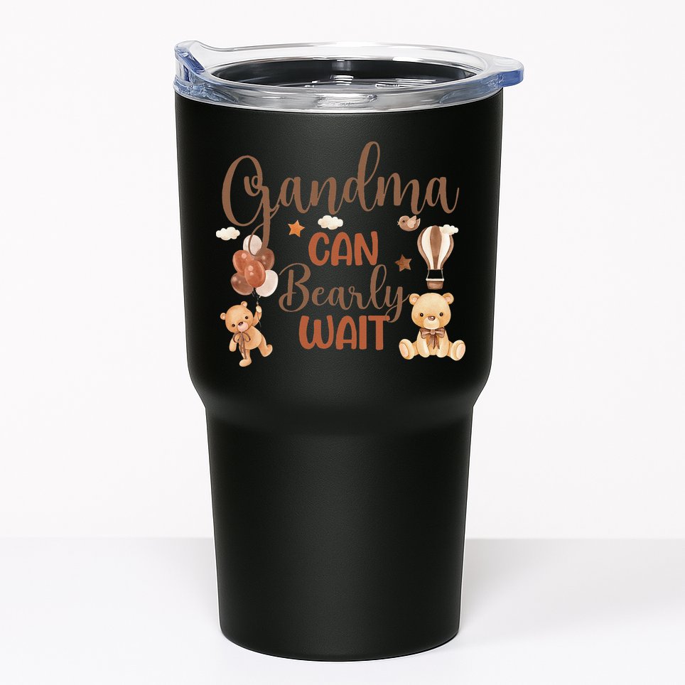 Grandma Can Bearly Wait Bear Gender Neutral Boy Baby Shower Tumbler