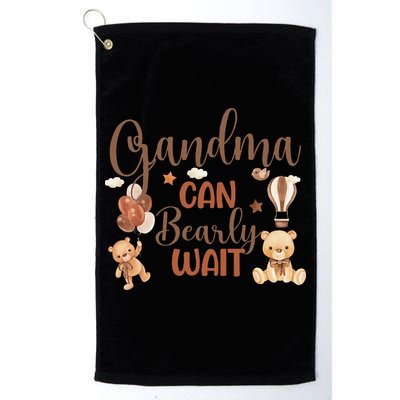 Grandma Can Bearly Wait Bear Gender Neutral Boy Baby Shower Golf Towel