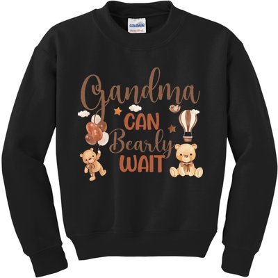 Grandma Can Bearly Wait Bear Gender Neutral Boy Baby Shower Kids Sweatshirt