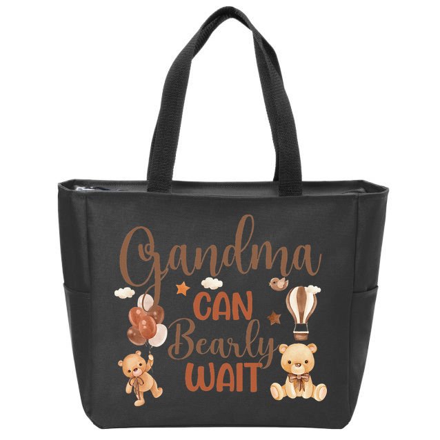 Grandma Can Bearly Wait Bear Gender Neutral Boy Baby Shower Zip Tote Bag