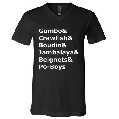 Gumbo Crawfish Boudin Louisiana Food Humor V-Neck T-Shirt