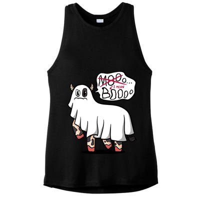 Ghost Cow Boo Funny Ladies PosiCharge Tri-Blend Wicking Tank