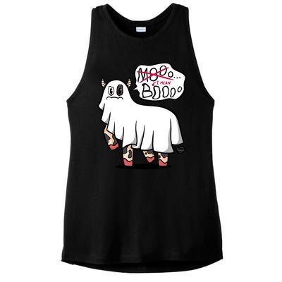 Ghost Cow Boo Funny Ladies PosiCharge Tri-Blend Wicking Tank