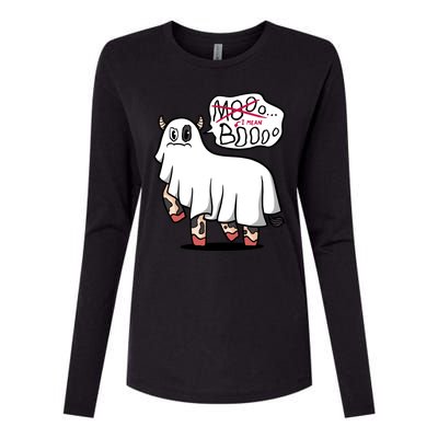 Ghost Cow Boo Funny Womens Cotton Relaxed Long Sleeve T-Shirt