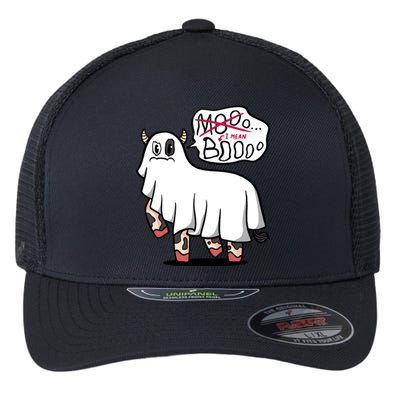 Ghost Cow Boo Funny Flexfit Unipanel Trucker Cap