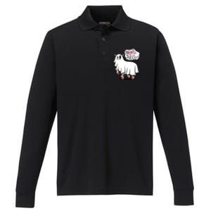 Ghost Cow Boo Funny Performance Long Sleeve Polo