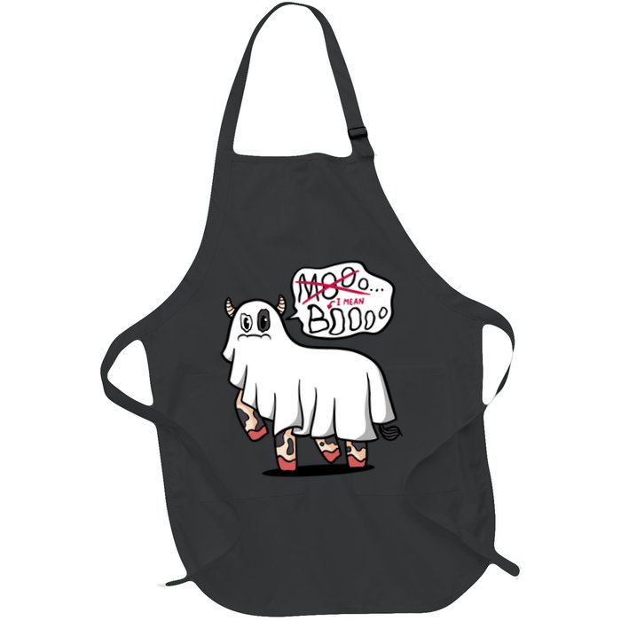 Ghost Cow Boo Funny Full-Length Apron With Pockets
