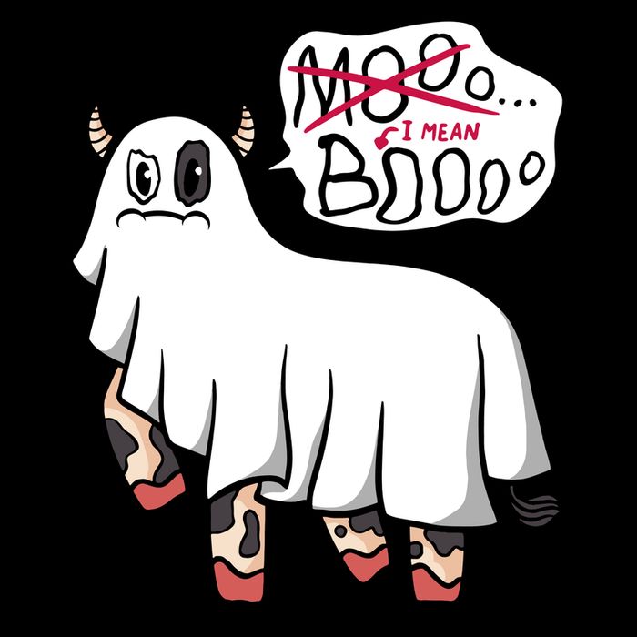 Ghost Cow Boo Funny Full-Length Apron With Pockets